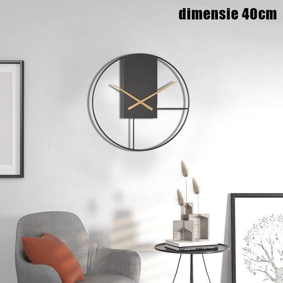 Elegante Minimalistische Metalen Wandklok - Stijlvol & Stil Design - ⌀ 40cm-zwart