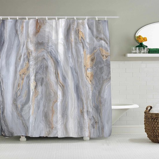 Waterdicht douchegordijn kiezelpatroon 180x200cm lichtgrijs