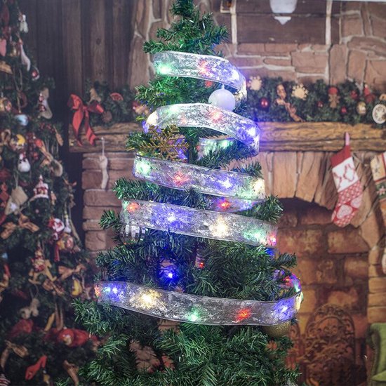 LED Versieringslint - 5 Meter 50 LED Lichtjes - Werkt op batterijen - Flexibel en Vormbaar - Geschikt voor Verjaardagen, Moederdag, Valentijnsdag en andere gelegenheden - Multicolour - Zilver