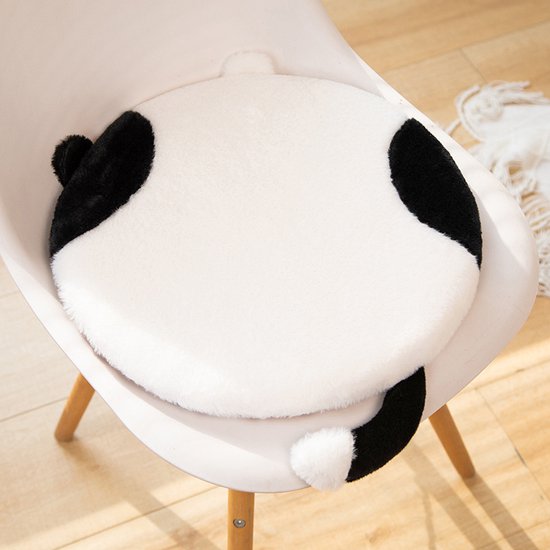 Rond Kussen Kat – 40×40 cm – Zwart/Wit Pluche Kussentje
