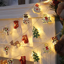 1.5M Kerst Lichtsnoer met 10 IJzeren Figuren op Batterij– Warm Wit Licht – Rendieren, Kerstbomen & Sneeuwmannen – Feestelijke IP42 Decoratie