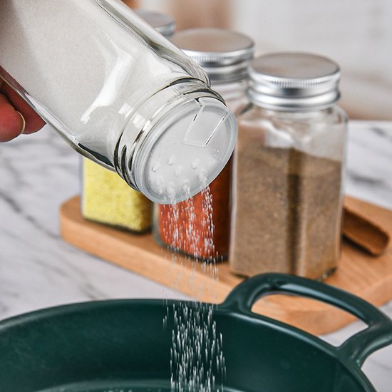 12-delige Glazen Kruidenpotten Set met Aluminium Deksel -Inh