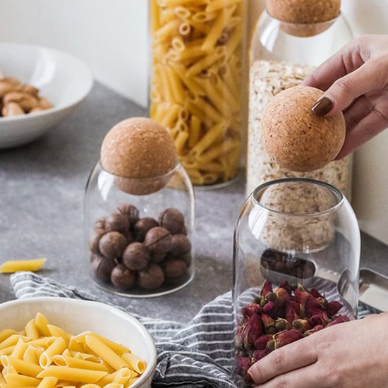 4 delige Afsluitbare Bewaardozen van Hoog Borosilicaatglas - Vooraard Glazen Pot voor Een Stijlvolle en Praktische Keukenorganisatie (Inhoud：450ML+750ML+1000ML+1300ML）