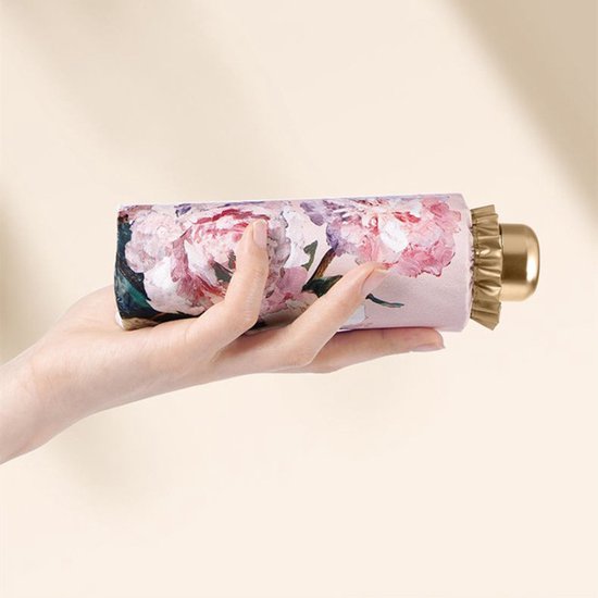 Opvouwbare Paraplu Pioenrozen - UV Bescherming - Compact