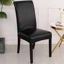 2 Stuks Stoelhoezen Eetkamerstoelen Stretch- imitatie leer-Waterdicht- Zwart