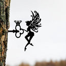 Fairy Angel Tuindecoratie met Sleutel – Zwart Metaal – 25 cm