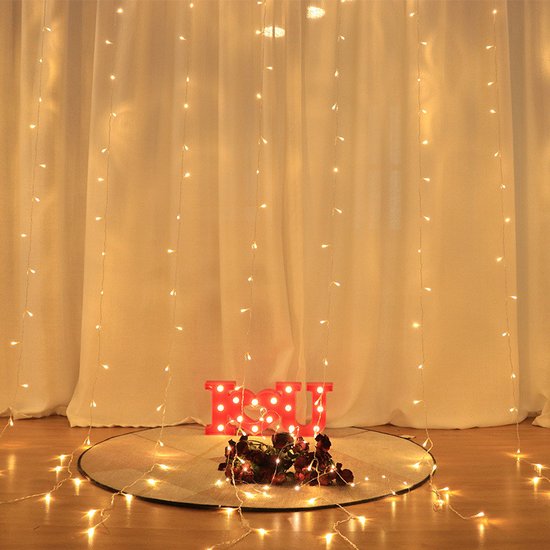 LED-lichtgordijn - Decoratief Gordijn met 300 LED's - Waterdicht - 8 Modi Afstandsbediening met USB-aansluiting voor Binnen en Buiten - 3m x 3m