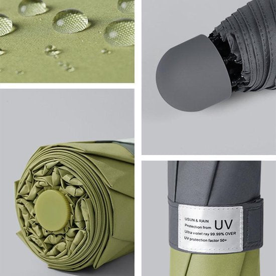 Opvouwbare Paraplu -Windproof- zonnescherm UV-SPF 50+compact en draagbaar-  Extra sterk  -Matcha Groen