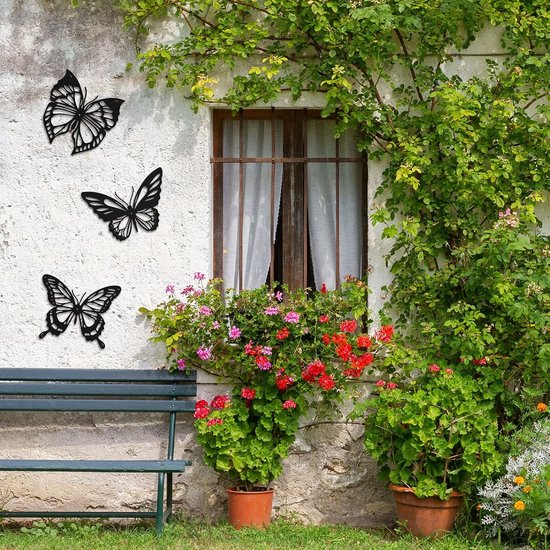 Metalen Vlinder Wanddecoratie 3-pack – Modern Zwart – Binnen & Buiten – 3D Effect – Uniek Design – afbeelding 15