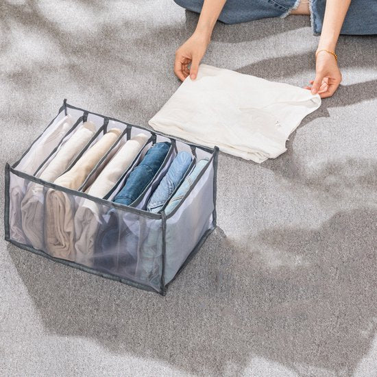 3 stuks Opbergdozen-lade-organizer voor jeans en broeken - grijs -groot maat 36*25*20 met gratis reiskussen