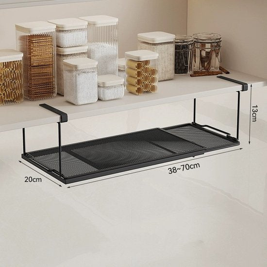 Uittrekbaar Metalen Opbergrek 38-70 cm - Zwart