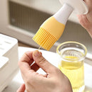 2 stuks oliefles met siliconen borstel, hittebestendig, wit