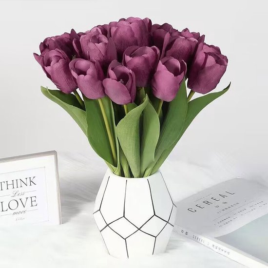 10 stuks Prachtige kunst tulp-Realistische Uitstraling - Duurzaam en Onderhoudsvriendelijk-paars