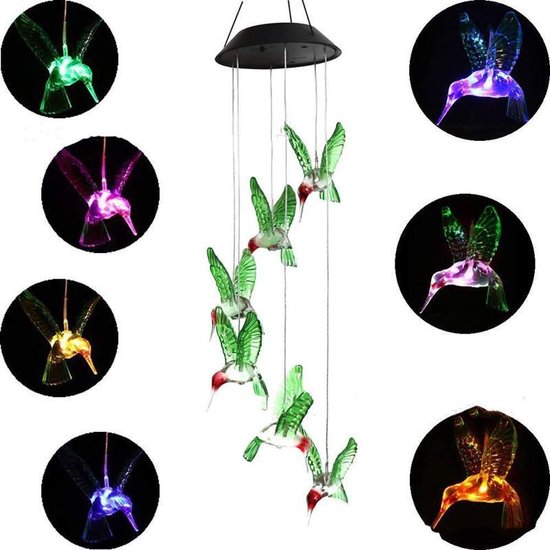 windgong - prachtige set van kolibries / hummingbirds die s 'avonds een mooie licht effect geeft.