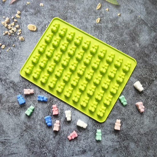TDR-Gummy beer vorm  ijsblokjes-Siliconen mal + pipet -set van 4 (rood, blauw, groen, oranje)
