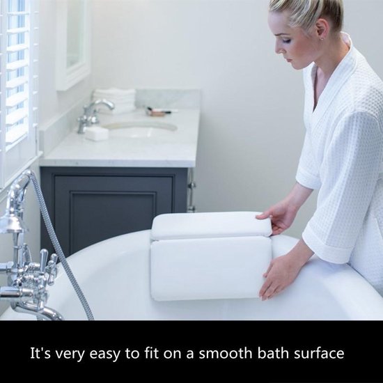 Luxe Bad kussen Met 7 Anti-Slip Zuignappen-Orthopedisch Hoofd, Nek & Schouders Steun-Heerlijk Voor In Bad en Jacuzzi-Waterdicht -wit