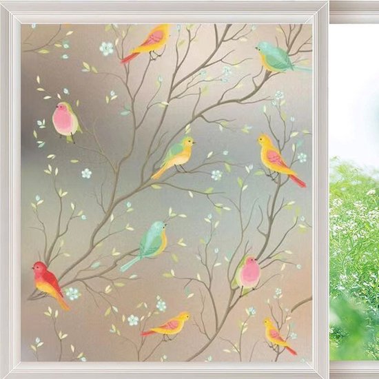 Milieuvriendelijke PVC Glasfolie - Vogelpatroon - 90x200 cm
