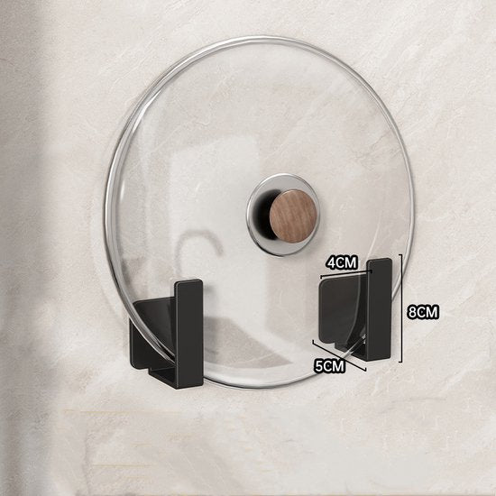 4x Multifunctionele Koolstofstalen Dekselhouder - Zwart