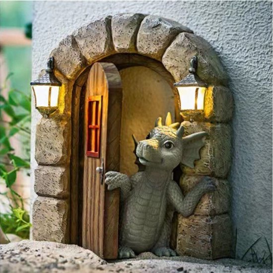 2x Kunststof Dinosaurus Tuin Ornamenten