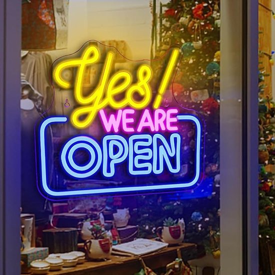 LED Neonbord “Yes! We Are Open” – USB – 34,5 x 30 cm