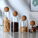 4 delige Afsluitbare Bewaardozen van Hoog Borosilicaatglas - Vooraard Glazen Pot voor Een Stijlvolle en Praktische Keukenorganisatie (Inhoud：450ML+750ML+1000ML+1300ML）