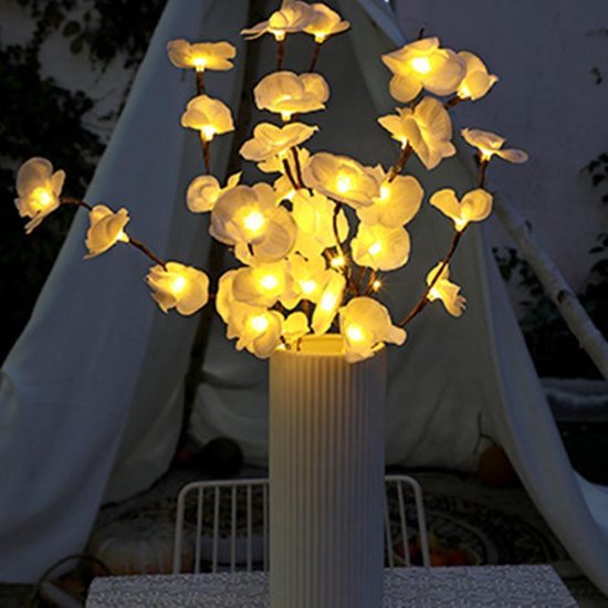 Kunst Orchidee Tak 20 Lichtjes & Witte Vlinder – Kerst