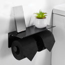 TDR-Dubbele toiletrol houder - met geïntegreerd Roestvrijstalen plankje / planchet 260 * 100 * 100 mm-zwart