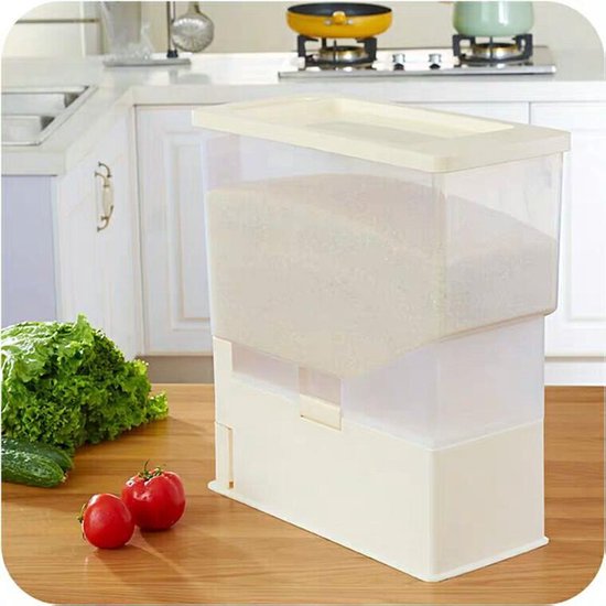 Rijst/Granen Container/Dispenser/ Opbergdoos -15KG inhoud - wit