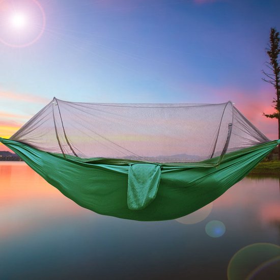 Hangmat met Klamboe 260x140cm - Ultralicht Legergroen