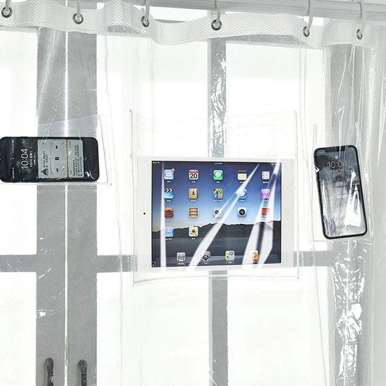 TDR Douchegordijn met 12 Vakjes voor Mobiel en Tablet