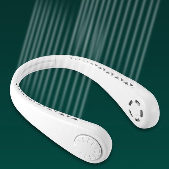 Draagbare nek ventilator - USB - Werkt tot wel 6 uur met volle batterij lading - Wit
