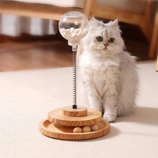 Massief houten draaitafel kattenspeelgoed -Verbeter het jachtinstinct en voedingsgewoonten