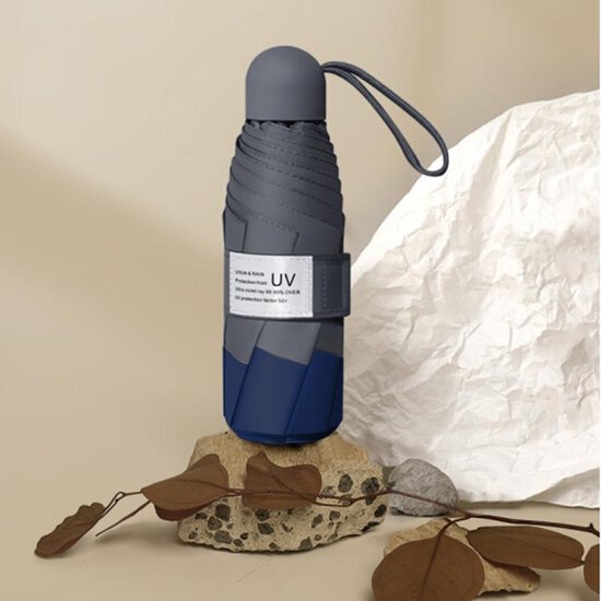 Opvouwbare Paraplu -Windproof- zonnescherm UV-SPF 50+compact en draagbaar- Extra sterk - marineblauw