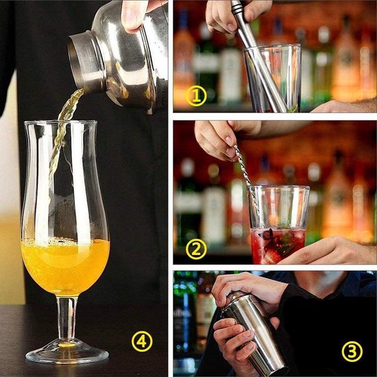 12-delige cocktailshaker set - RVS