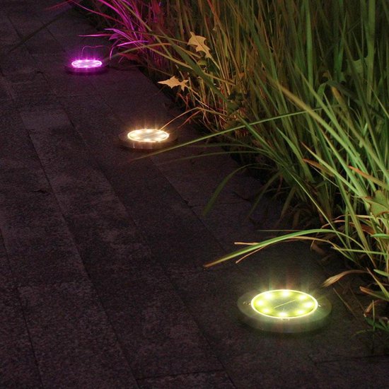 LED Buitenverlichting - 4 Spots - RGB met Lichtsensor