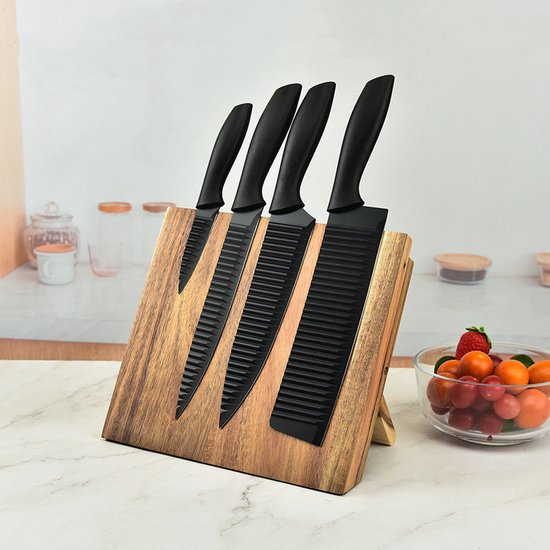 Keuken Opvouwbare Magnetische Messenblok -Messenblok Zonder Messen- Modern en Ruimtebesparend Ontwerp-bruin