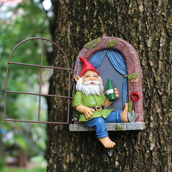 Drinkende Tuinkabouter - Ophangbaar Standbeeld 10.5x15cm