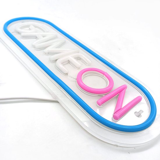 "GAME ON" LED Neon Wandlamp-USB Gevoed met Dimbare Verlichting-33x12.5cm