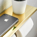 TDR Dubbele toiletrolhouder RVS met goudkleurig plankje