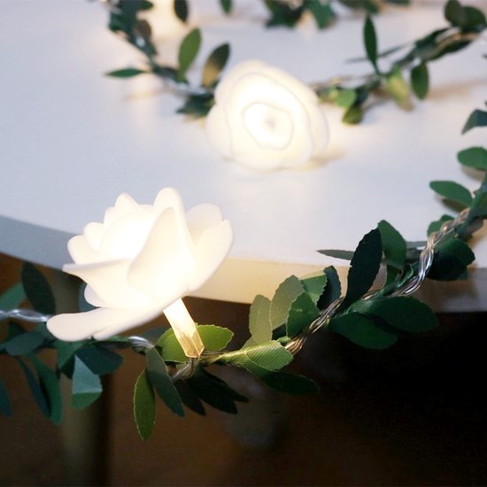 led lichtsnoer rose vine met warm wit licht 3 meter 20 lichtjes-werkt op batterij