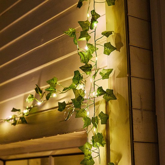 Xtraworks- LED-lamp op zonne solar lichtslinger esdoornblad klimop 10 meter 100 lichten