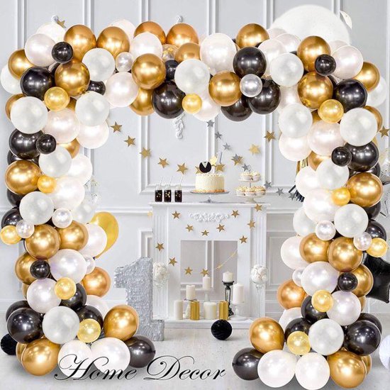 120 delige Ballonnenset -Ballonnenboog- Feest/ Party-Verjaardag-jubileum-Decoratie-zwart en goud