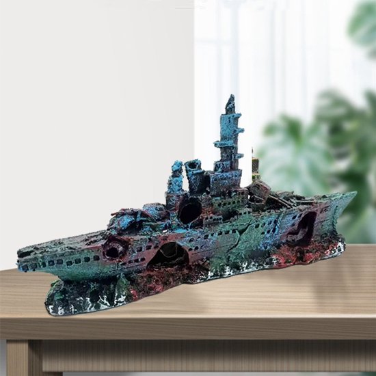 Merkloos Aquarium Decor - Realistisch Slagschip 2 Ornament
