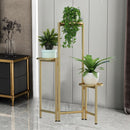 opvouwbare bloemen en plantenrek in Scandinavische stijl -metaal -champagne goud-hoogte 69,5 cm