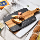 Luxe Marmer en Houten Snijplank - Stijlvol en Duurzaam met Handvat- 34,9 x 18,5 x 1,2 cm - zwart
