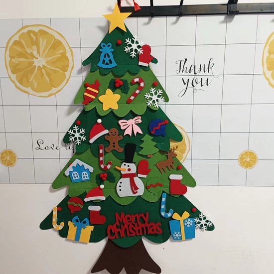Merkloos DIY Vilt Kerstboom 96cm LED & 32 Decoraties