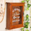 Massief Houten Sleutelkastje - 21 x 25,5 x 6 cm – Wandmontage – Vintage Bistro Design