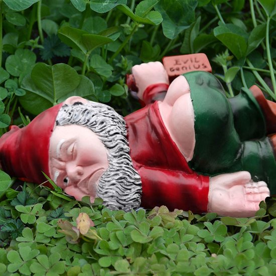 Dronken Kabouter Tuinbeeld 15x10 cm - Grappig Ornament