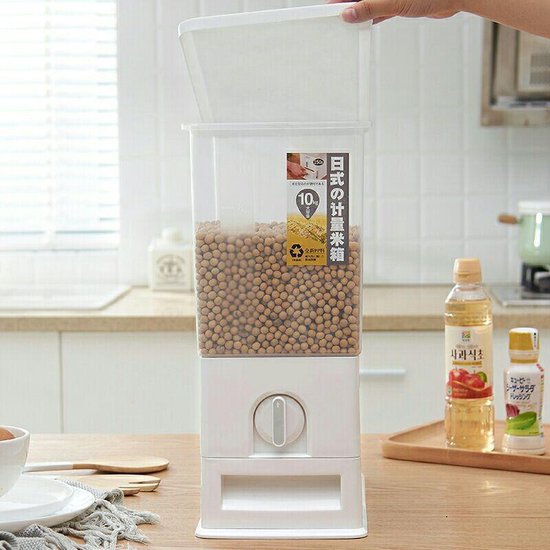 Japans Rijst/Granen Container/Dispenser/ Opbergdoos - 10KG inhoud - wit