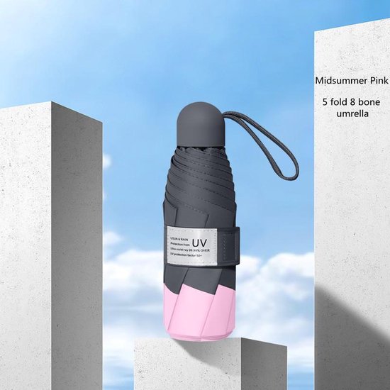 TDR Opvouwbare Paraplu - Windproof UV 50+ - Roze